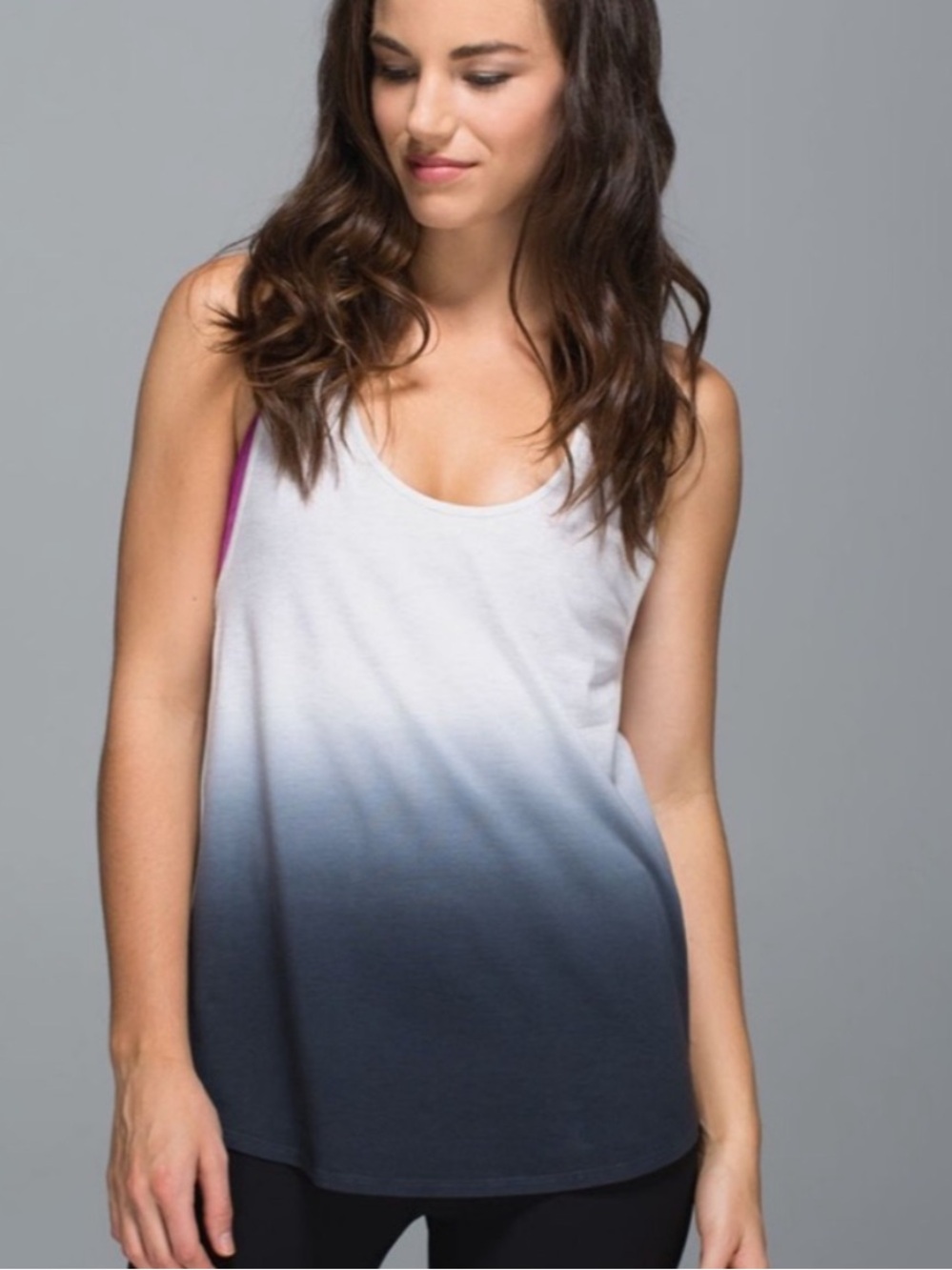 Lululemon Om Racerback Tank Top - Grey dark grey Gradient Ombre, size L